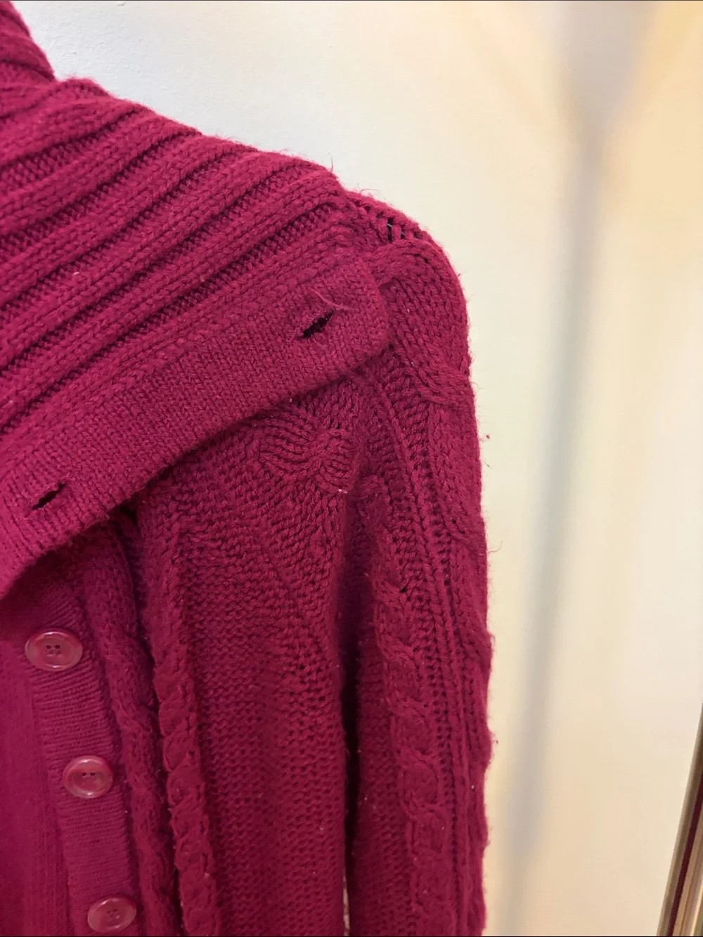 St. John's Bay Women's Cable Knit Button-Up Cardigan - Raspberry